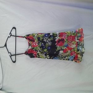 Multi colored floral print knee length dress